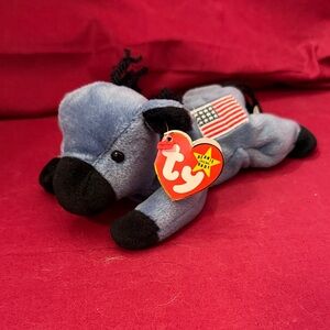 Ty Beanie Baby Patriotic Blue and Black Plush - LEFTY